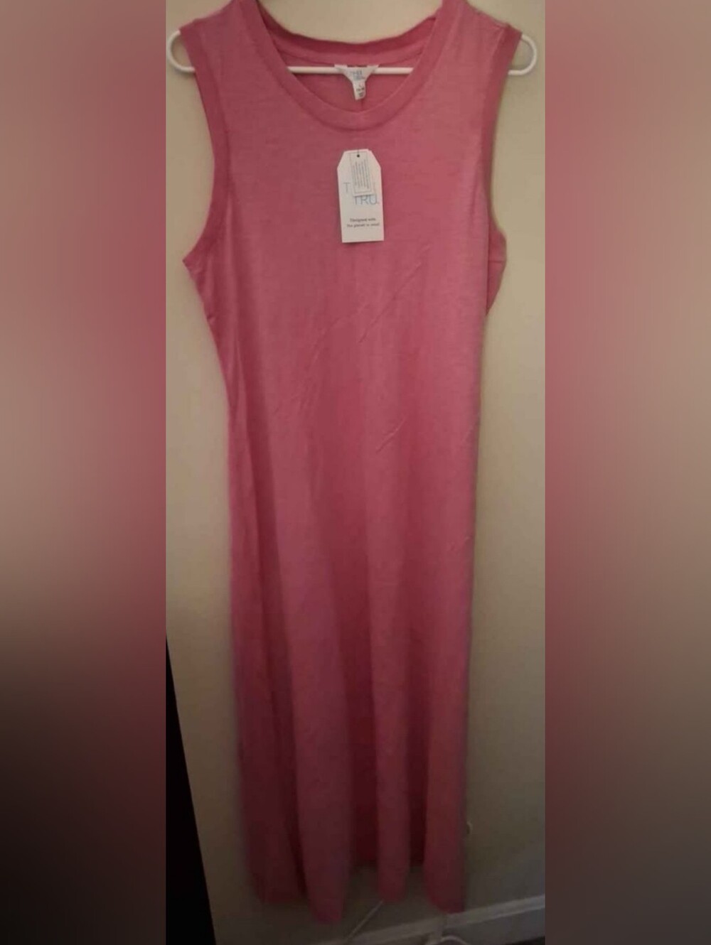 Time and Tru, Simple Pink Sleeveless Maxi Dress Large 12/14 NWT
